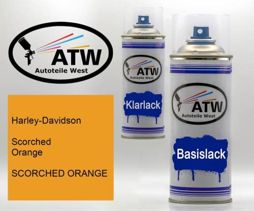 Harley-Davidson, Scorched Orange, SCORCHED ORANGE: 400ml Sprühdose + 400ml Klarlack - Set, von ATW Autoteile West.